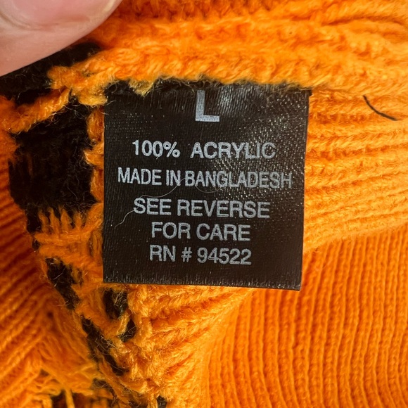 Cheetah Print Women's Fringe Drop Sleeve Crop Sweater Orange  Size L - Picture 13 of 13